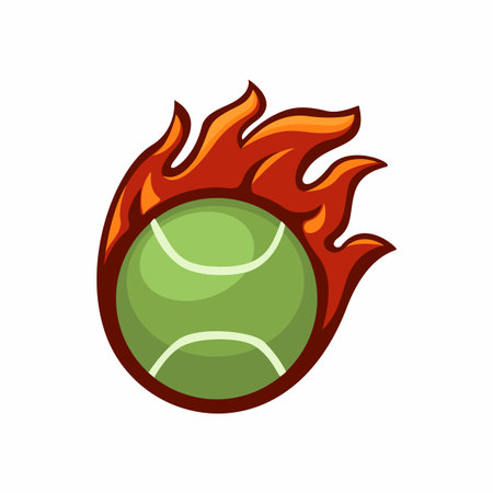 Tennis Ball Fire Sport Mascot Logo Symbol cartoon illustration vectorのイラスト素材