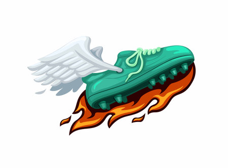 Soccer Shoes Fire with Fly Wing Mascot Logo Symbol cartoon illustration vectorのイラスト素材