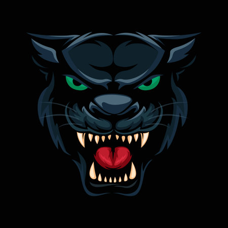Black Panther Beast Animal Head Mascot Logo Cartoon illustration vectorのイラスト素材