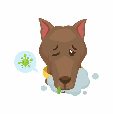 Dog Foaming at the Mouth Sick Rabies Animal Healthcare Symbol Cartoon Illustration Vectorのイラスト素材