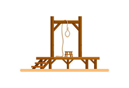 Hanging Rope Suicide Or Execution Capital Punishment Ancient Building Cartoon illustration Vectorのイラスト素材