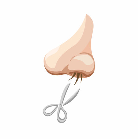 Nose Hair Shave With Scissor Symbol Cartoon illustration Vectorのイラスト素材
