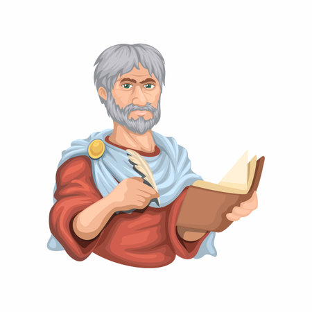 Aristotle Ancient Greek philosopher and polymath Character Cartoon illustration Vectorのイラスト素材