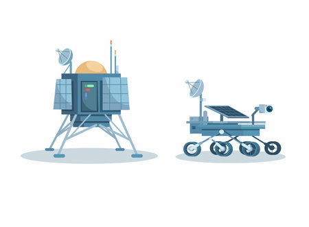 Space Explorer Robot. Moon Rover Collection Set Cartoon illustration Vectorのイラスト素材