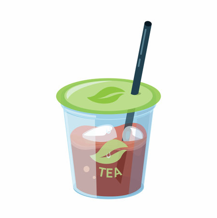 Ice Tea In Plastic Cup Drink Illustration Vectorのイラスト素材