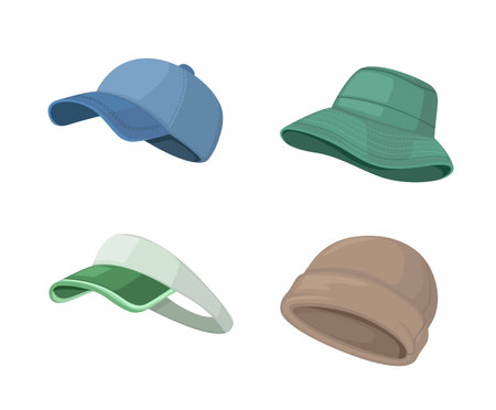 Caps Sport And Casual Collection Set Cartoon illustration Vectorのイラスト素材