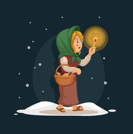 The Little Match Girl Character Cartoon illustration Vectorのイラスト素材