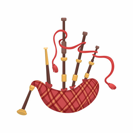 Bagpipe Scotland Traditional Music Instrument Cartoon illustration Vectorのイラスト素材