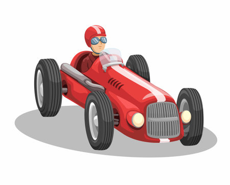 Classic Formula Racing Car Cartoon Illustration Vector eps10のイラスト素材