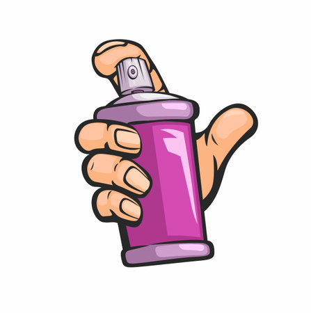 Hand Holding Spray Paint Can Symbol Mascot Cartoon illustration Vectorのイラスト素材