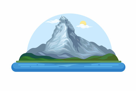 Alps Matterhorn Mountain Switzerland Landmark illustration Vectorのイラスト素材