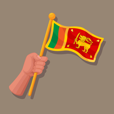 Hand Hold Sri Lanka Flag Cartoon illustration Vectorのイラスト素材