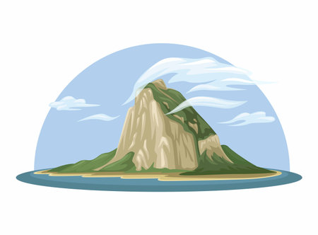 Gibraltar Mountain Landmark illustration Vectorのイラスト素材