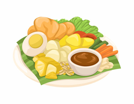 Gado-Gado Indonesian Salad Asian Street Food Illustration Vectorのイラスト素材