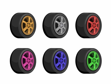 Wheel Rims Color Collection Set Illustration Vectorのイラスト素材