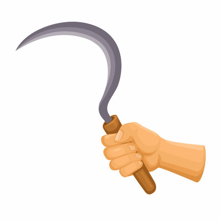 Hand Hold Sickle Cartoon illustration Vectorのイラスト素材
