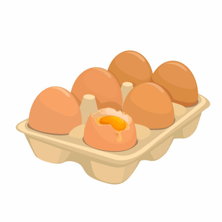 Egg In Box Cartoon Illustration Vectorのイラスト素材