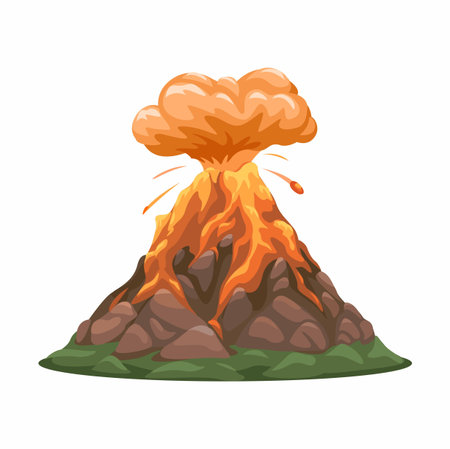 Mountain Volcanic Eruption Illustration Vectorのイラスト素材