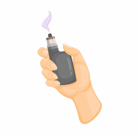 Hand holding Vape Device Cartoon Illustration Vectorのイラスト素材