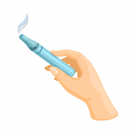 Hand Holding E-Cigarette Cartoon Illustration Vectorのイラスト素材