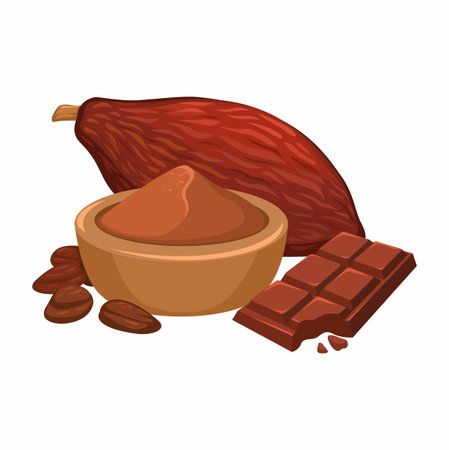 Chocolate and Cocoa Fruit Symbol Illustration Vectorのイラスト素材