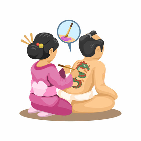Tebori Tools Japanese Tatto Traditional Illustration Vectorのイラスト素材