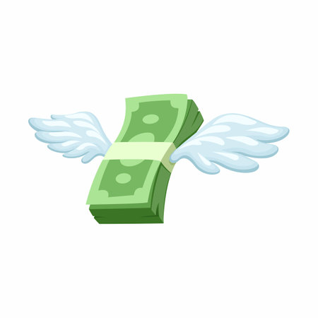 Money Wings Flying Symbol Cartoon Illustration Vectorのイラスト素材