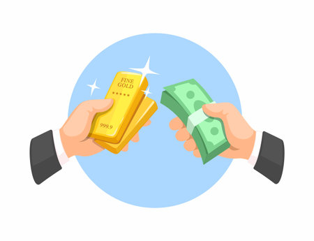 Money Exchange for Gold Bars Symbol Illustration Vectorのイラスト素材