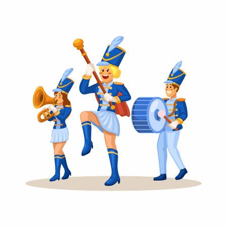 Marching Band Cartoon Illustration Vectorのイラスト素材