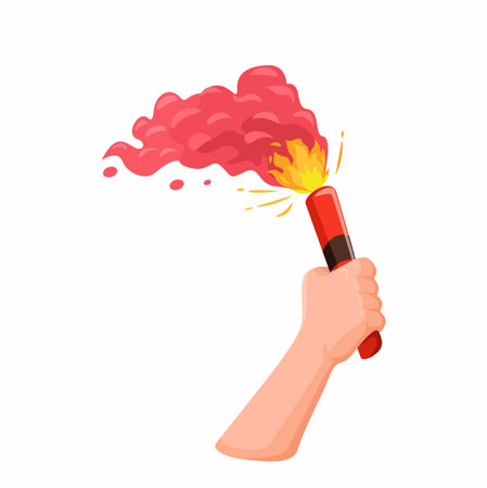 Hand Holding Flare Symbol Cartoon Illustration Vectorのイラスト素材