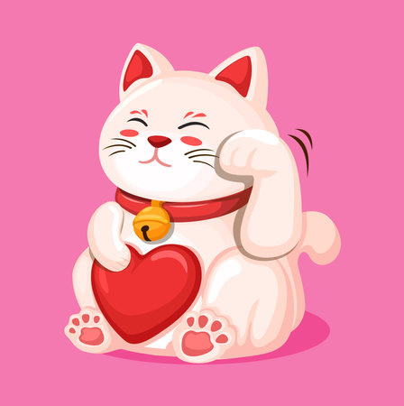 Maneki Neko Love Character Cartoon Illustration Vectorのイラスト素材