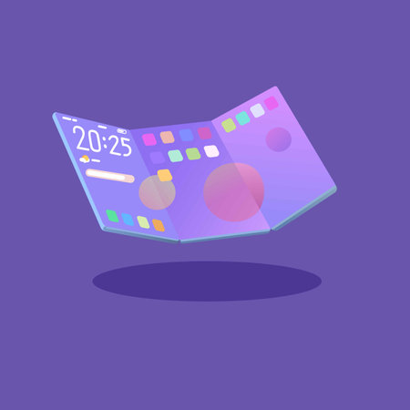 Foldable Screen Smartphone Cartoon Illustration Vectorのイラスト素材
