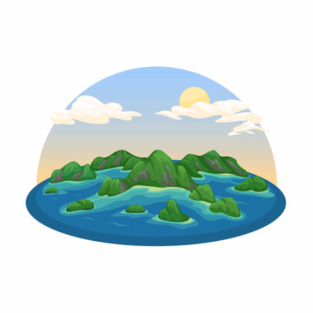 Raja Ampat Island In Papua, Indonesia Travel Destination Illustration Vectorのイラスト素材