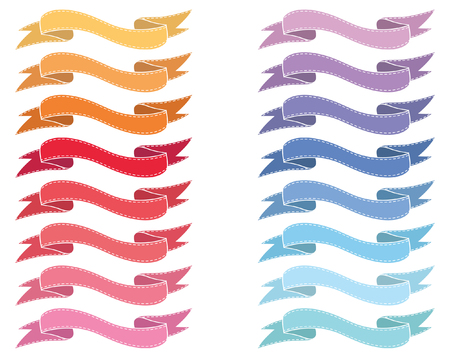 Digital ribbon banner on white background, vector illustration.のイラスト素材