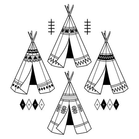 Tribal Teepee Tent Design Elements Setのイラスト素材