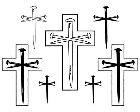 Vintage Cross of Three Nail Elementsのイラスト素材