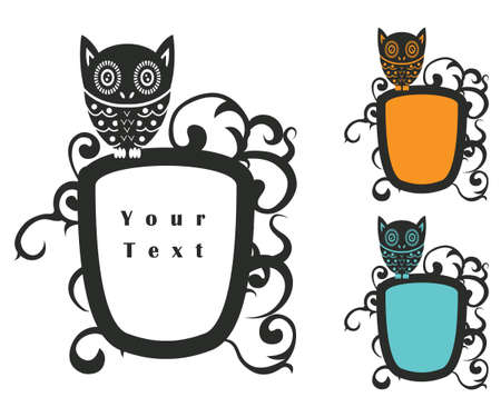 Halloween Owl October Sign Design Setのイラスト素材