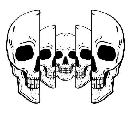 Skull Head Face Off Design Elements Setのイラスト素材