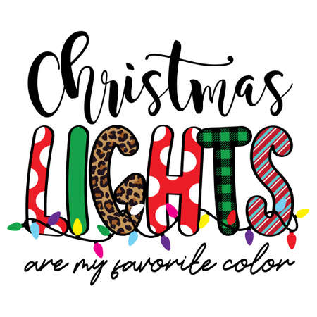 Cute Christmas Lights Lettering Collectionのイラスト素材