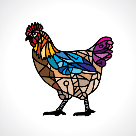 Mosaic Art with Chickenのイラスト素材