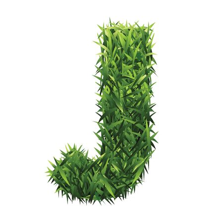Alphabet J of green grass. A lawn alphabet with gradient light green to dark green.のイラスト素材