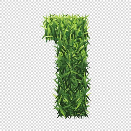 Number One of green grass. A lawn number with gradient light green to dark green.のイラスト素材