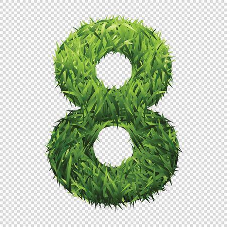 Number Eight of green grass. A lawn number with gradient light green to dark green.のイラスト素材