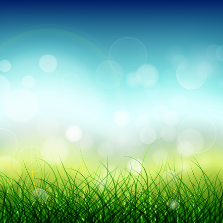 Illustration of abstract meadow green grass with spring concept backgroundのイラスト素材