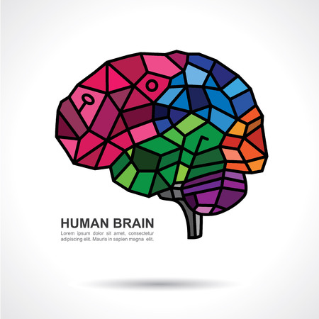 Human Brain Mosaic Art with text on gray gradient background.のイラスト素材