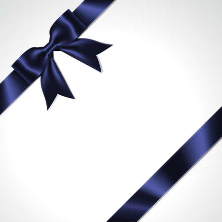 Tilted Blue Gift Ribbon Bow Vector. Illustration of Tilted Greeting Blue Present Wrapping Ribbon and Bow on White Background.のイラスト素材