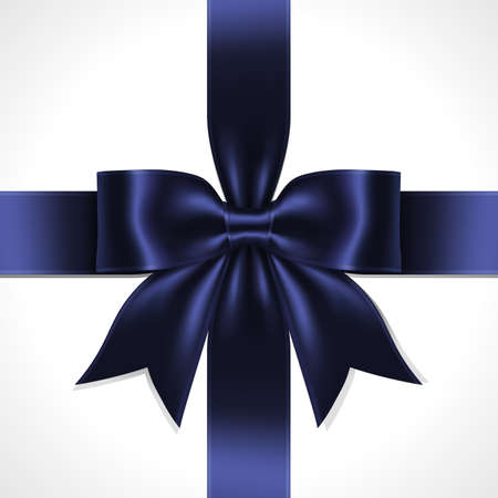 Blue Gift Ribbon Bow Cross at the Center on White Background. Illustration of Blue Ribbon Bow Vector.のイラスト素材