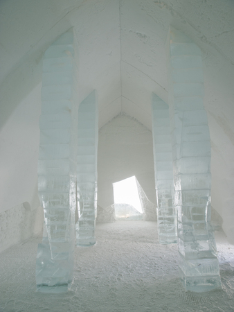 Columns at Ice Hotel in Quebec, Canada.の写真素材