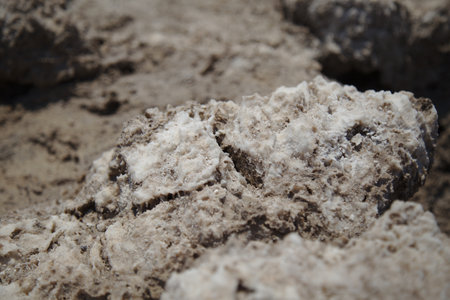 Close up of salty formation at Badwater Basin in Death Valley National Park, California, in 2015.の写真素材