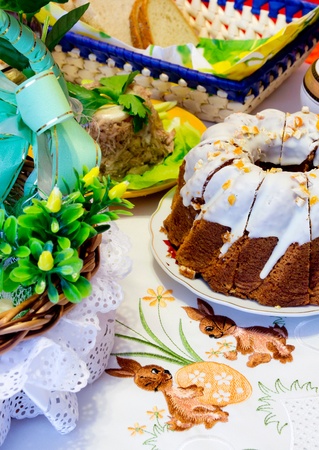 Easter meal on tableの写真素材